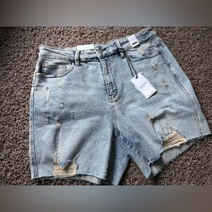 NWT Judy Blue Jean Denim Heidi High Waist Shorts Distressed 1XL  (XL / 14/ 16 )